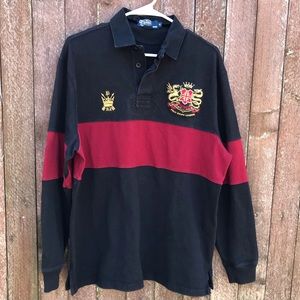 Vintage Polo Ralph Lauren Rugby Black Red Stripe M